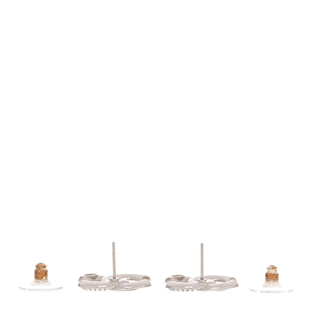 Crystal Enamel CC Earrings Silver Black