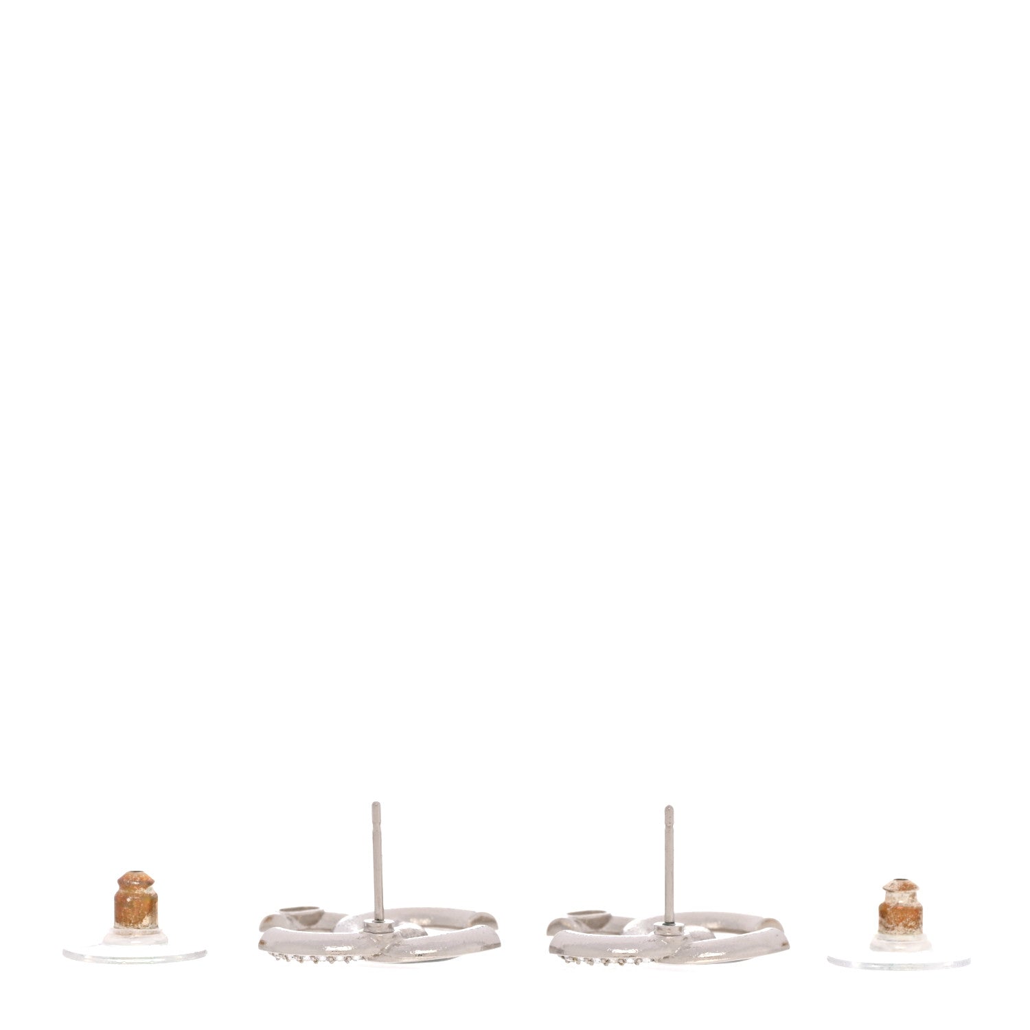Crystal Enamel CC Earrings Silver Black