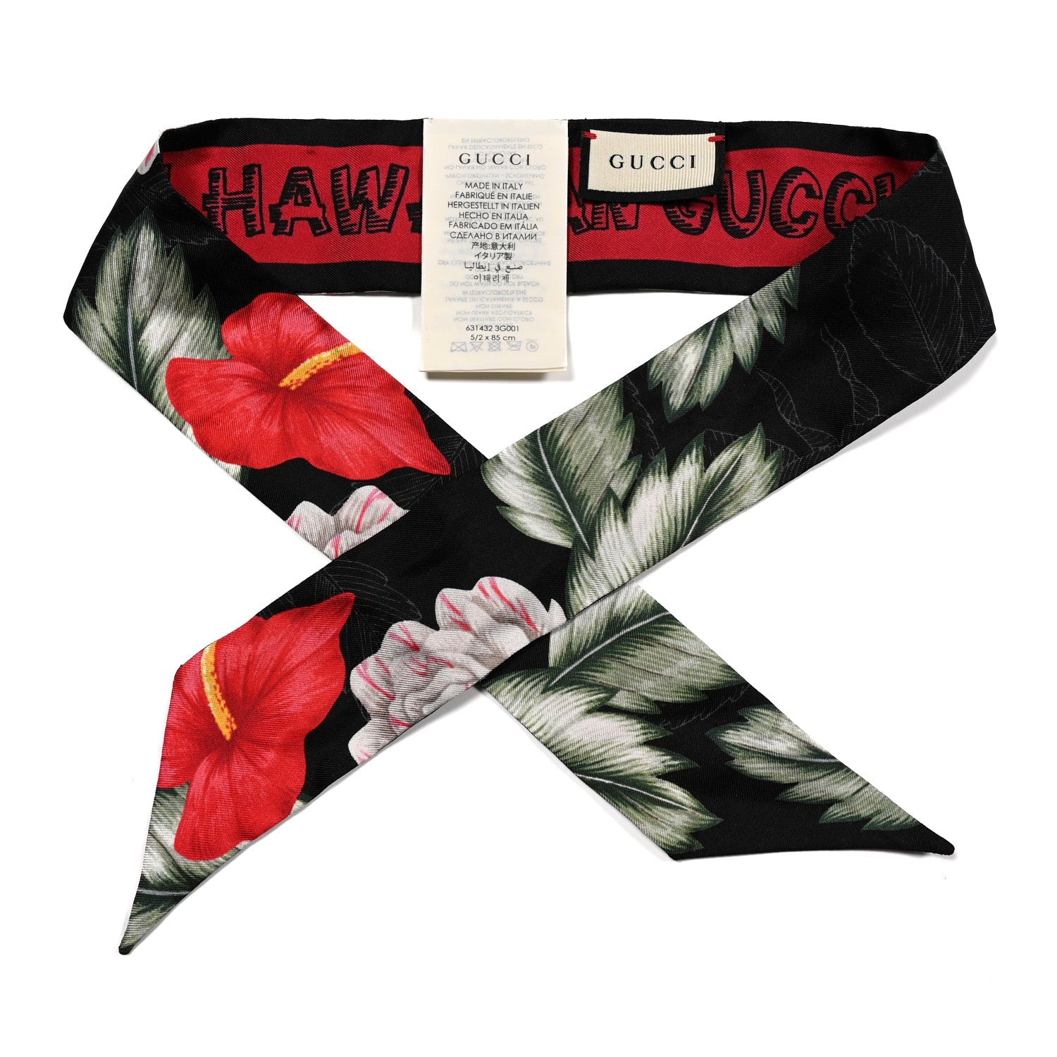 Gucci Silk Twill Haway Neck Bow Scarf Black