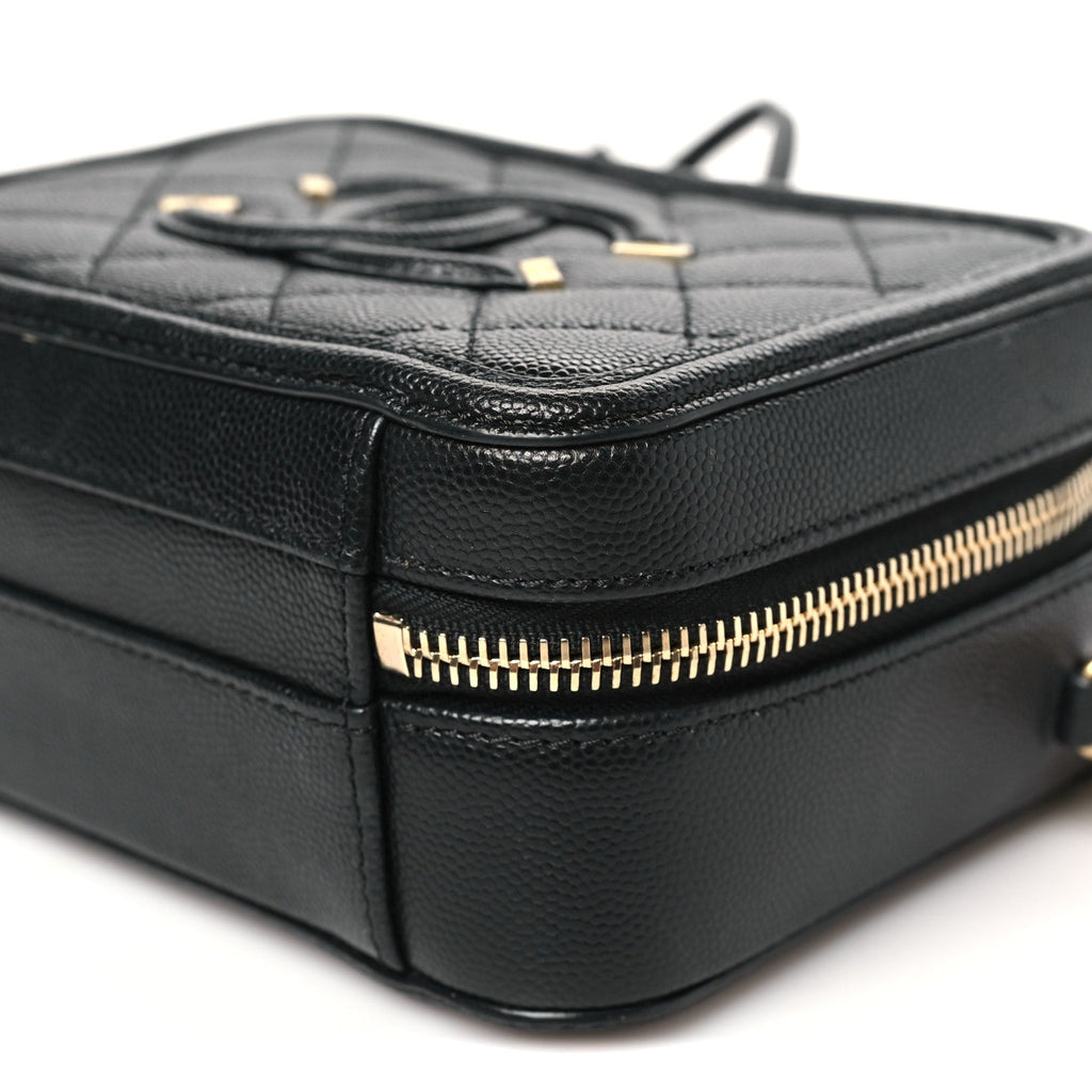 Chanel Caviar Quilted Small CC Filigree Vanity Case Black