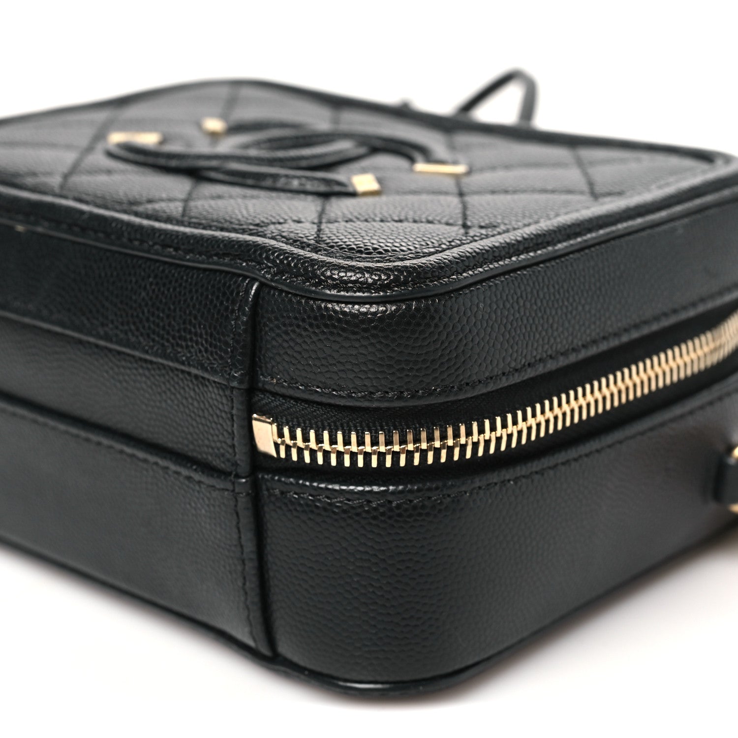 Chanel Caviar Quilted Small CC Filigree Vanity Case Black