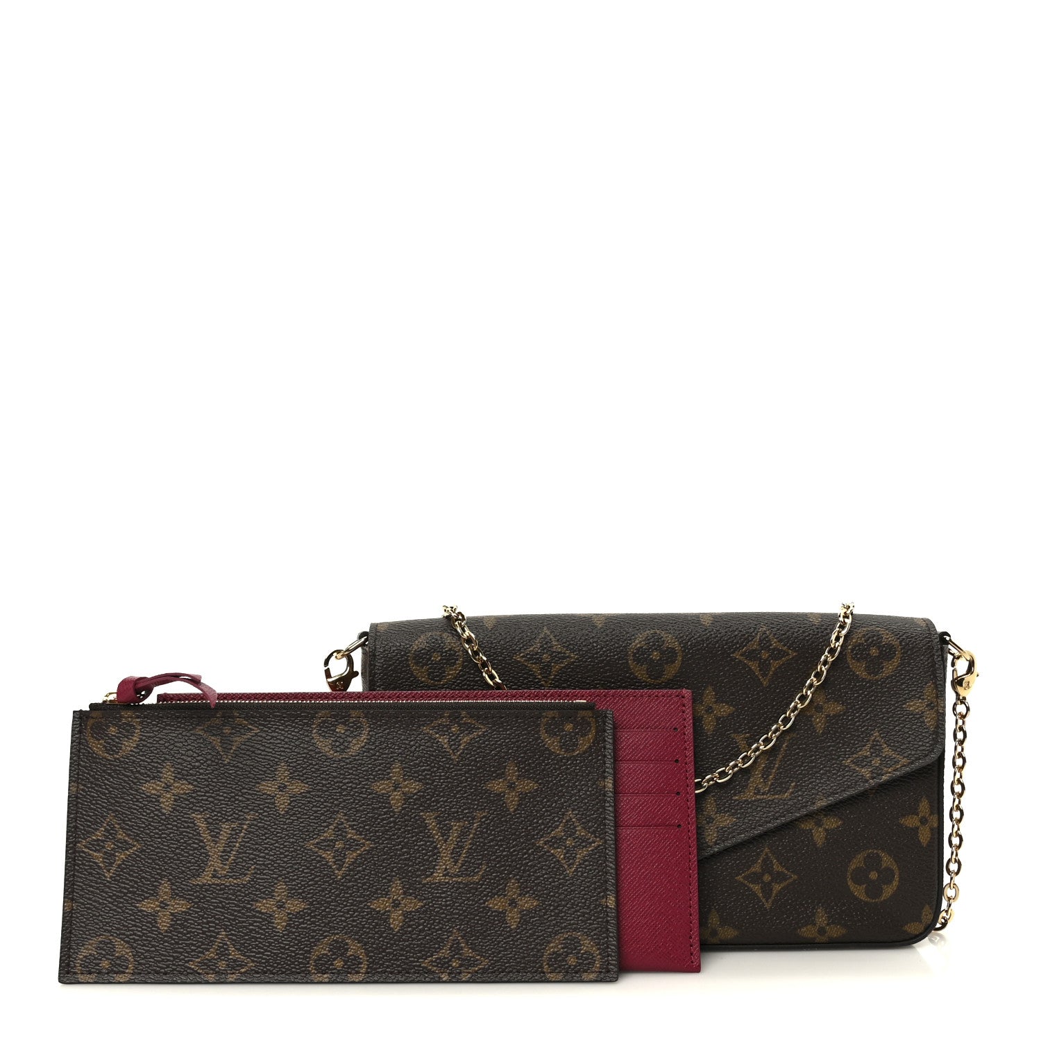 Louis Vuitton Monogram Pochette Felicie Chain Wallet Fuchsia