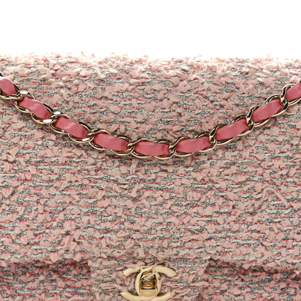 Chanel Tweed Medium Double Flap Pink