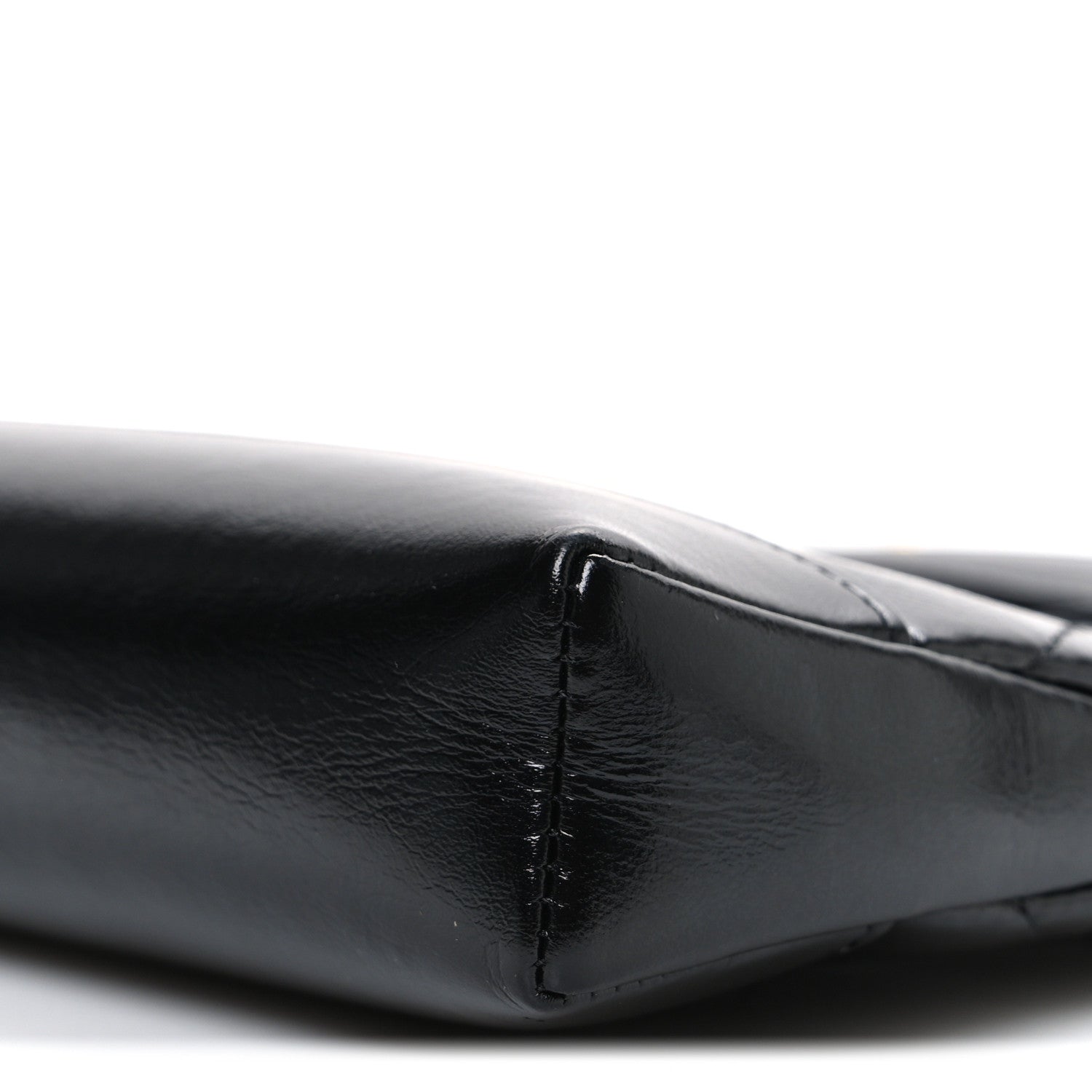 Chanel Shiny Crumpled Calfskin Quilted Nano 31 Shopping Bag Black