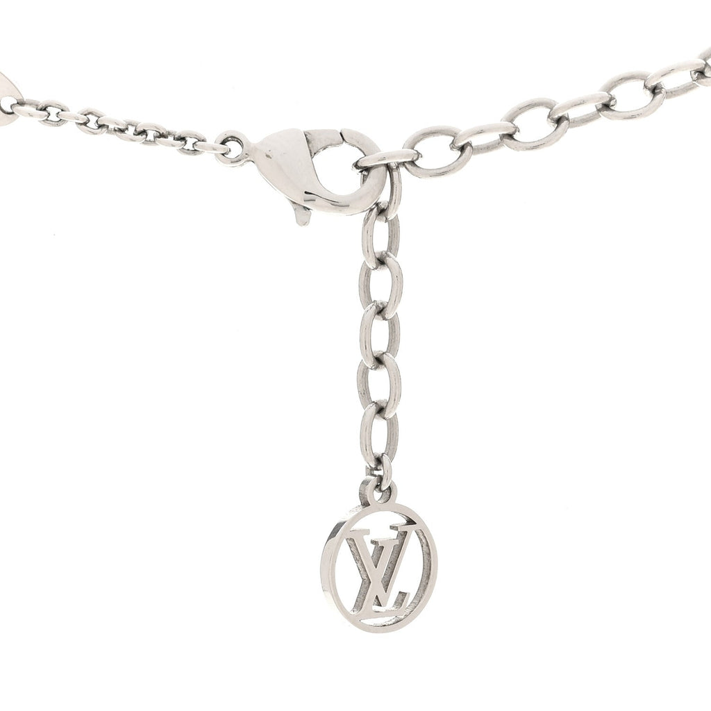 Louis Vuitton Metal Crystal LV Iconic Necklace Silver