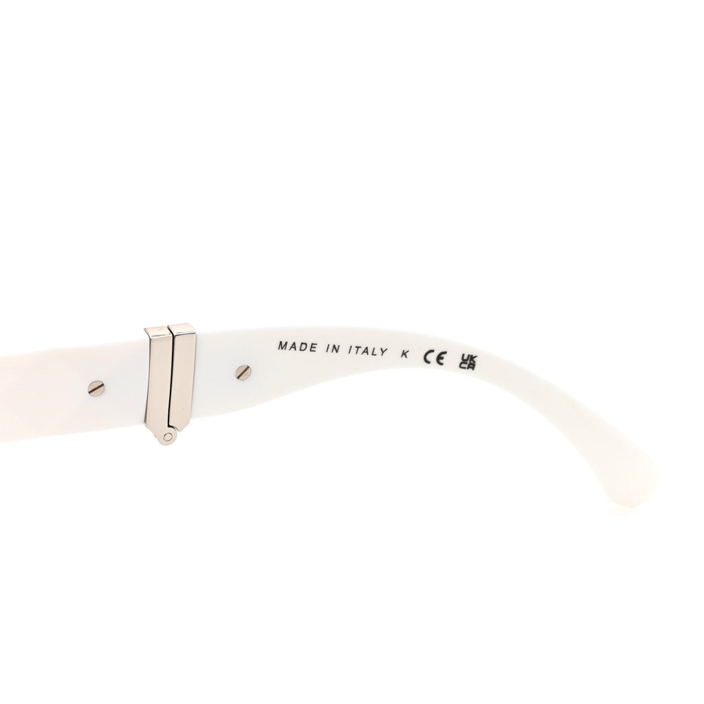 Acetate Metal Crystal Square Folding Sunglasses 6055-B White