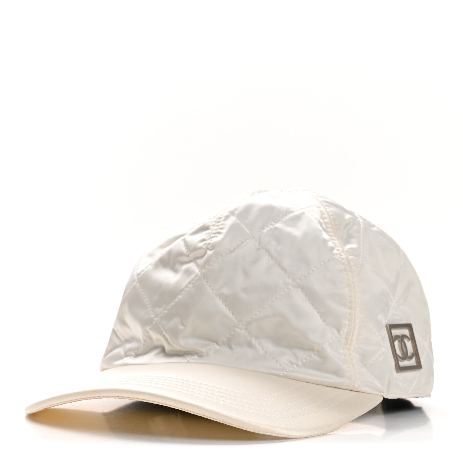 Nylon Quilted Cap Hat M White