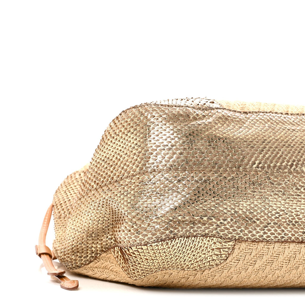 Prada Jute Snakeskin Tote Oro