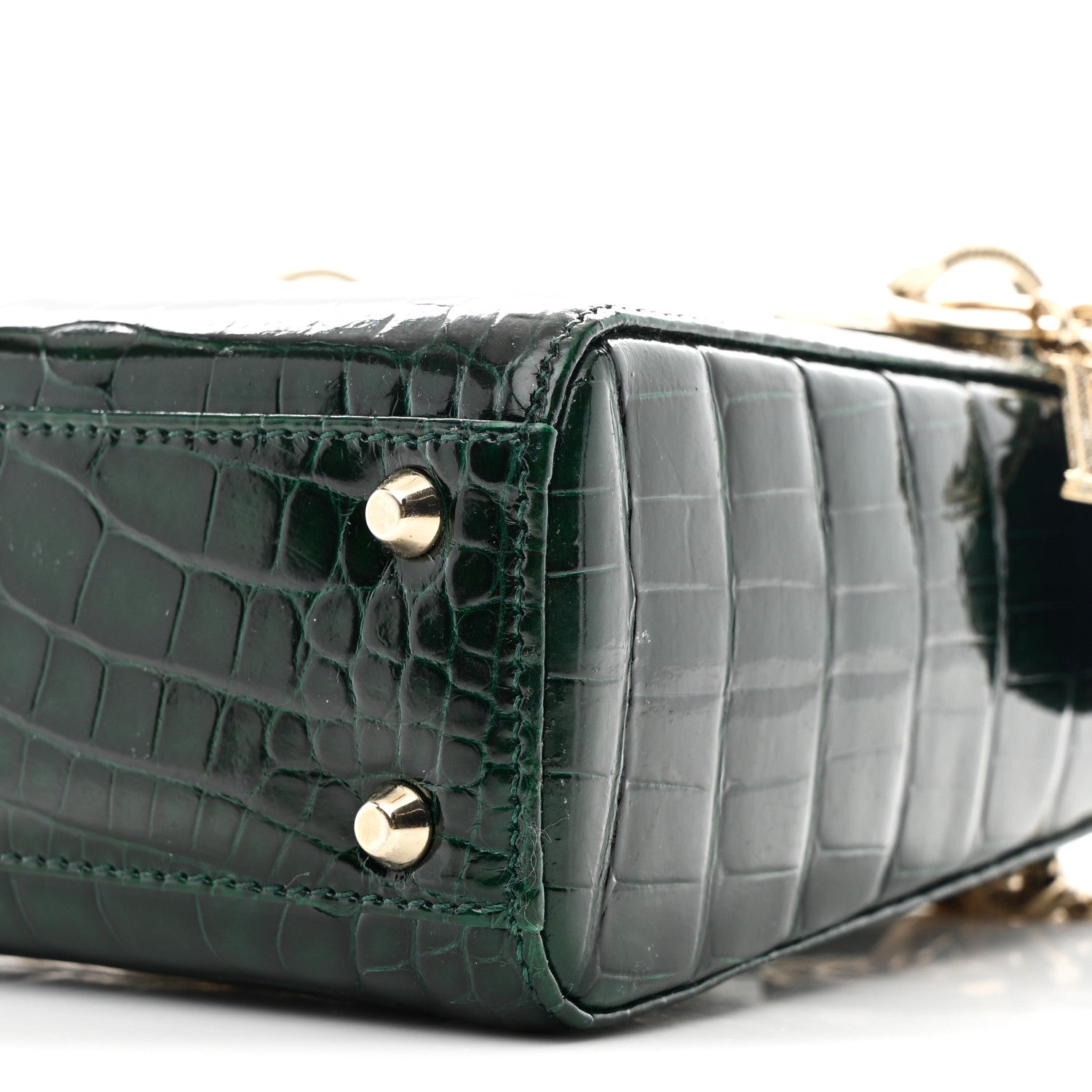Christian Dior Alligator Crystal Mini Lady Dior Dark Green