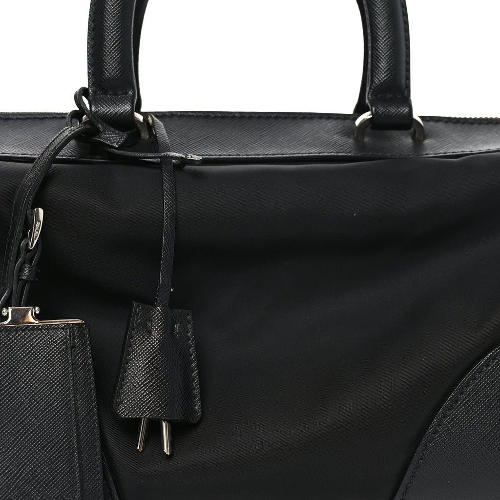 Prada Nylon Saffiano Top Handle Bag Black