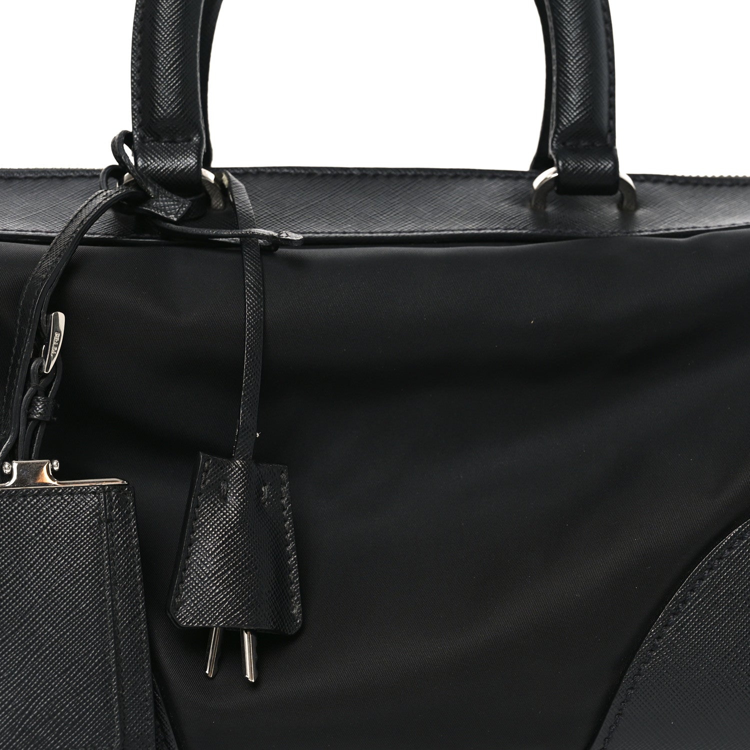 Prada Nylon Saffiano Top Handle Bag Black