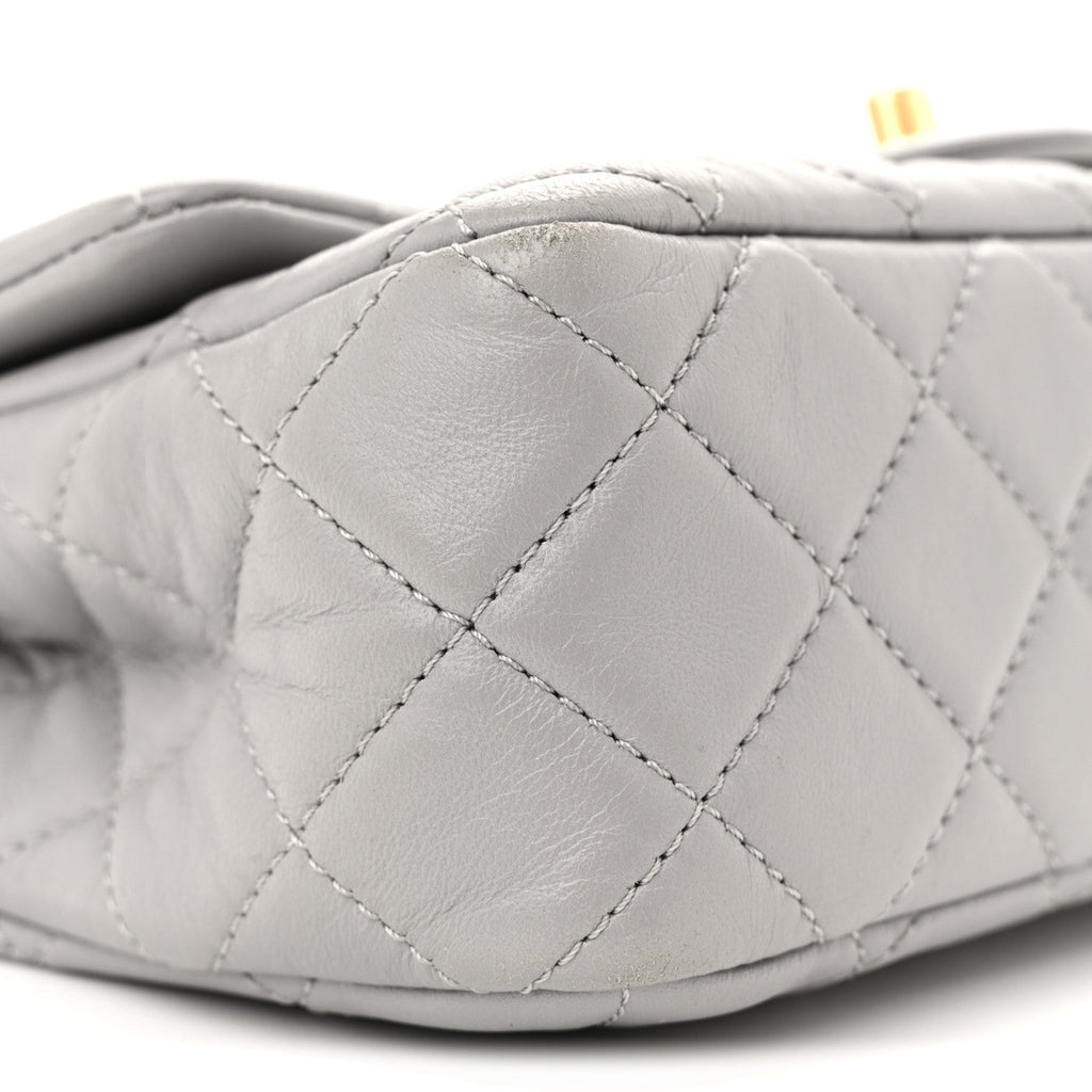 Chanel Lambskin Quilted Mini Rectangular Pearl Crush Flap Grey