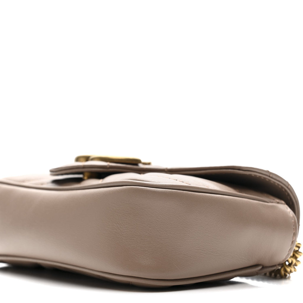 Gucci Calfskin Matelasse Super Mini GG Marmont Shoulder Bag Porcelain Rose