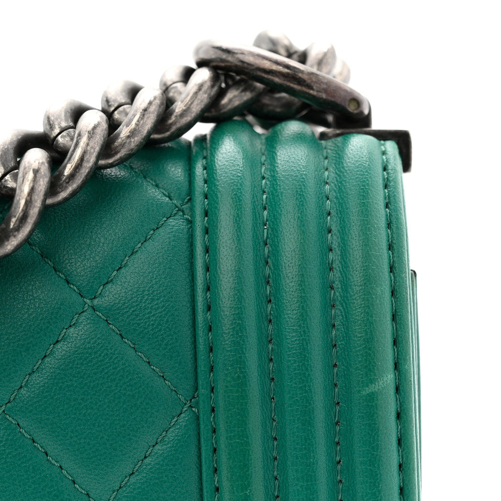 Chanel Lambskin Quilted Medium Boy Flap Green