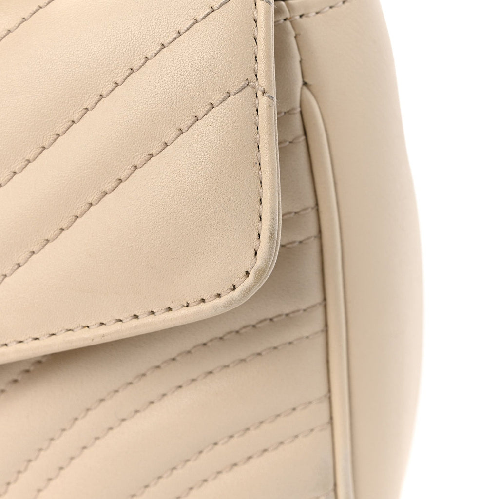 Gucci Calfskin Matelasse Small GG Marmont Shoulder Bag White
