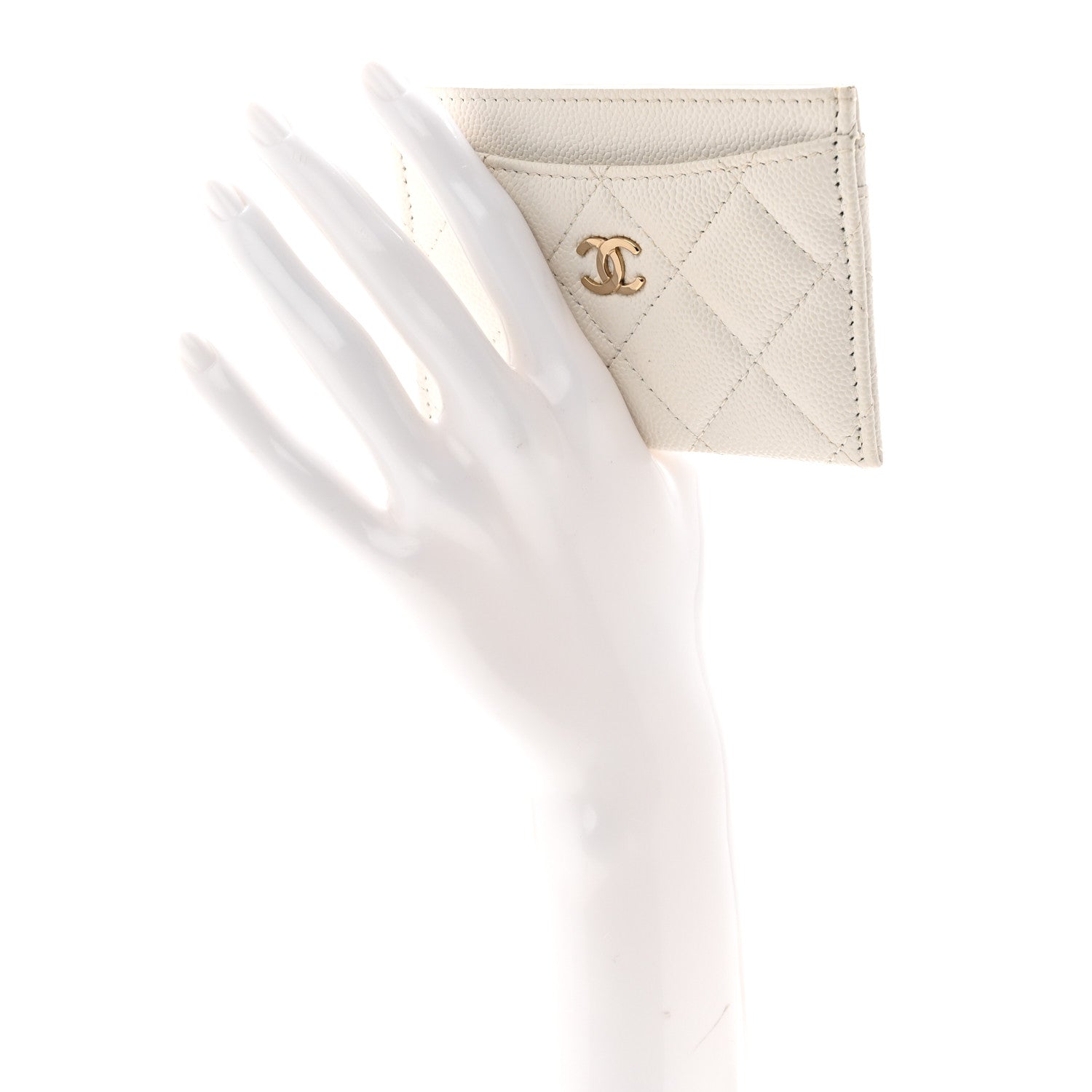 Caviar Quilted Card Holder White