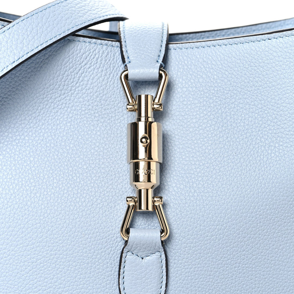 Gucci Grained Calfskin Web Medium Jackie 1961 Hobo Light Blue