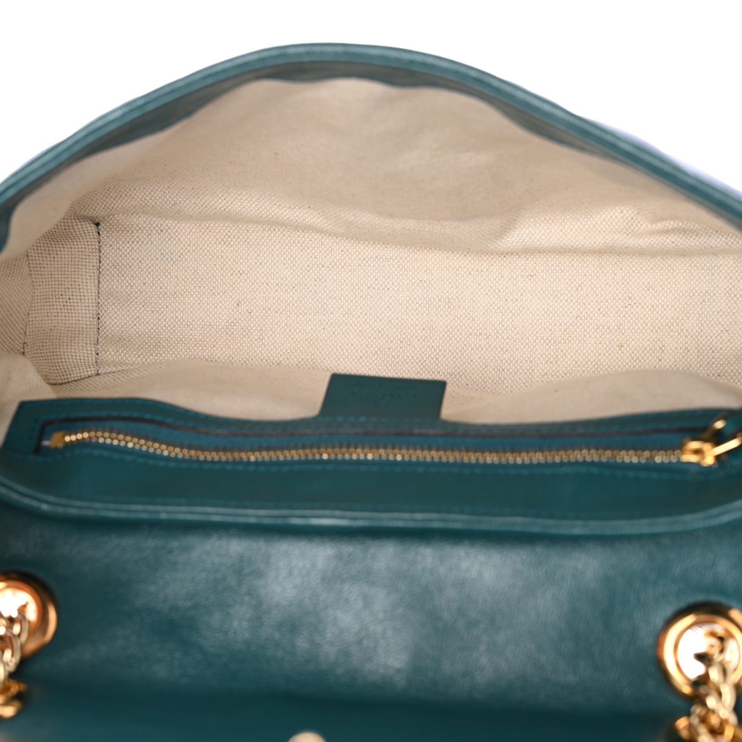 Gucci Azalea Calfskin Enamel Matelasse Diagonal Small Torchon GG Marmont Shoulder Bag Imperial Blue Pavone