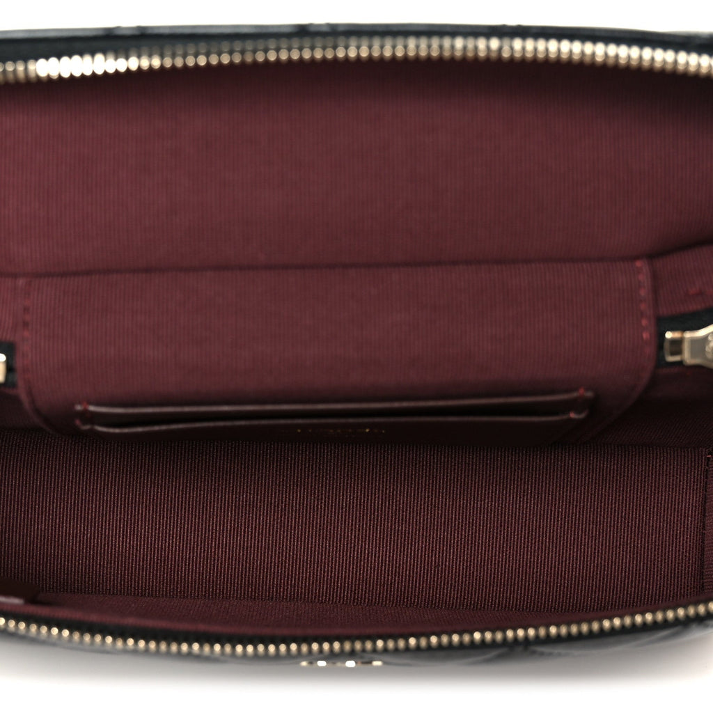 Lambskin Quilted Top Handle Slim Vanity With Chain Black