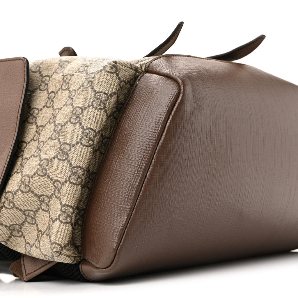Gucci GG Supreme Monogram Medium Ophidia Double Buckle Backpack Brown