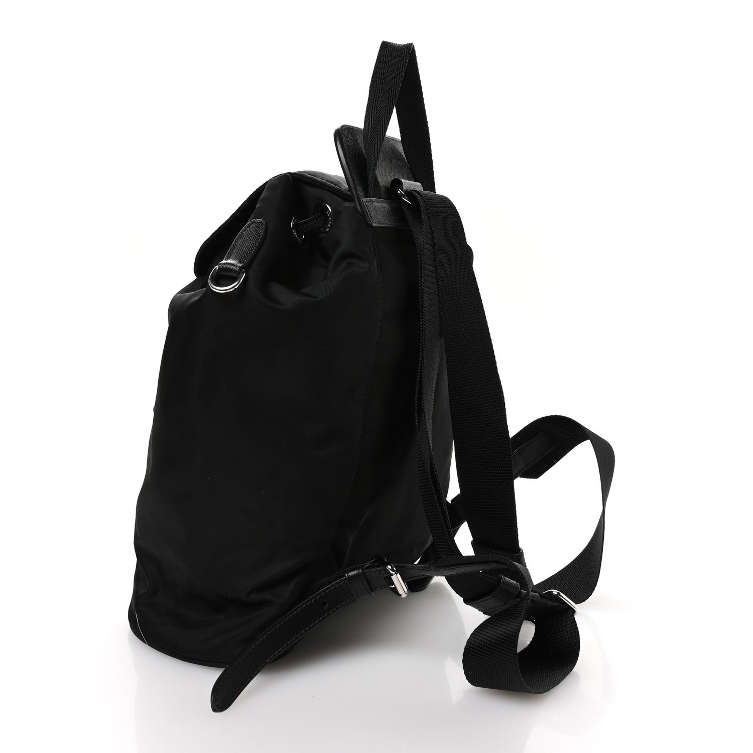 Prada Nylon Vela Saffiano Small Cinch Backpack Black