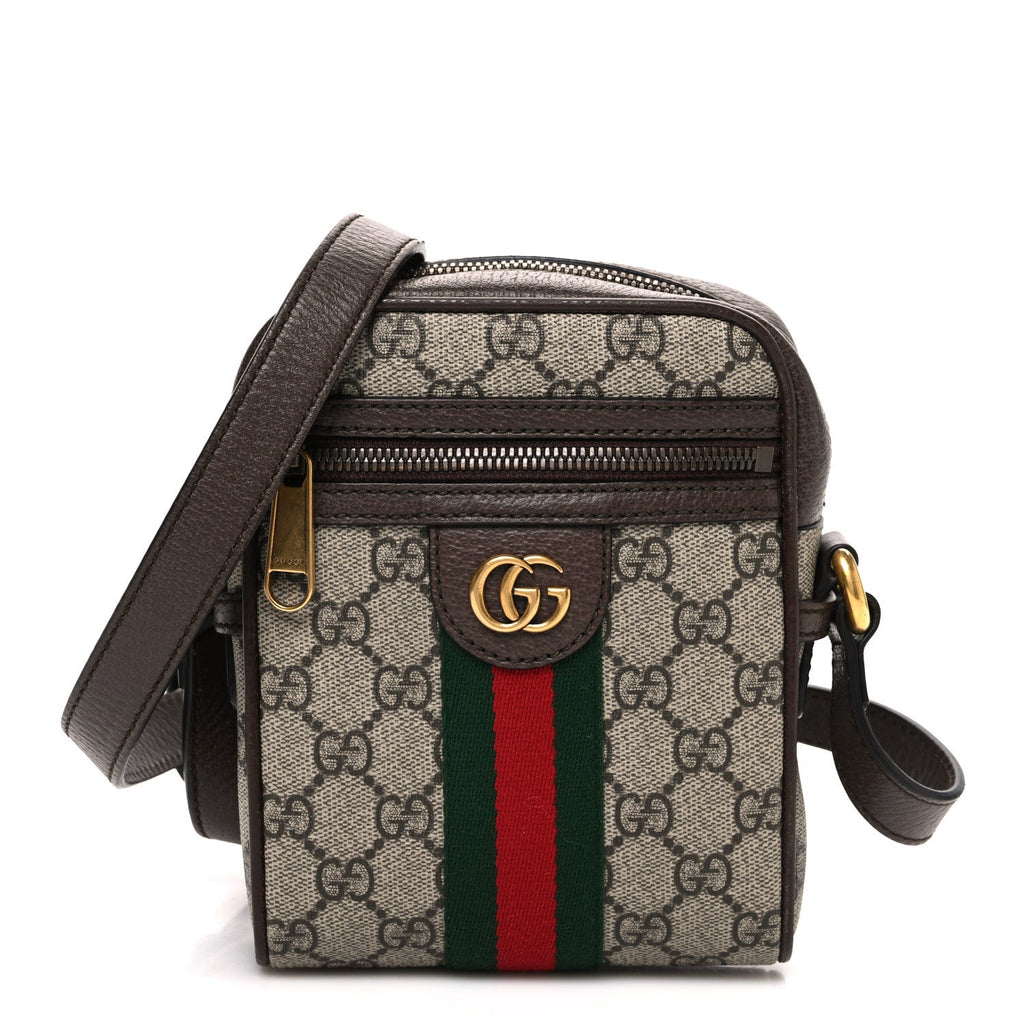 Gucci GG Supreme Monogram Web Mini Ophidia Messenger Brown