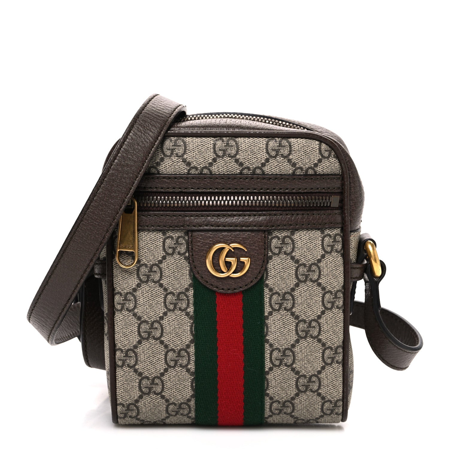 Gucci GG Supreme Monogram Web Mini Ophidia Messenger Brown