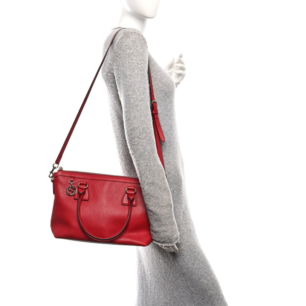 Gucci Dollar Calfskin GG Charm Satchel Red