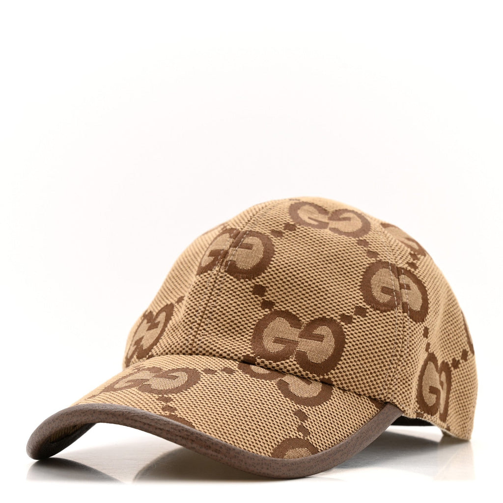 Gucci Monogram Jumbo GG Baseball Hat XS Camel Ebony