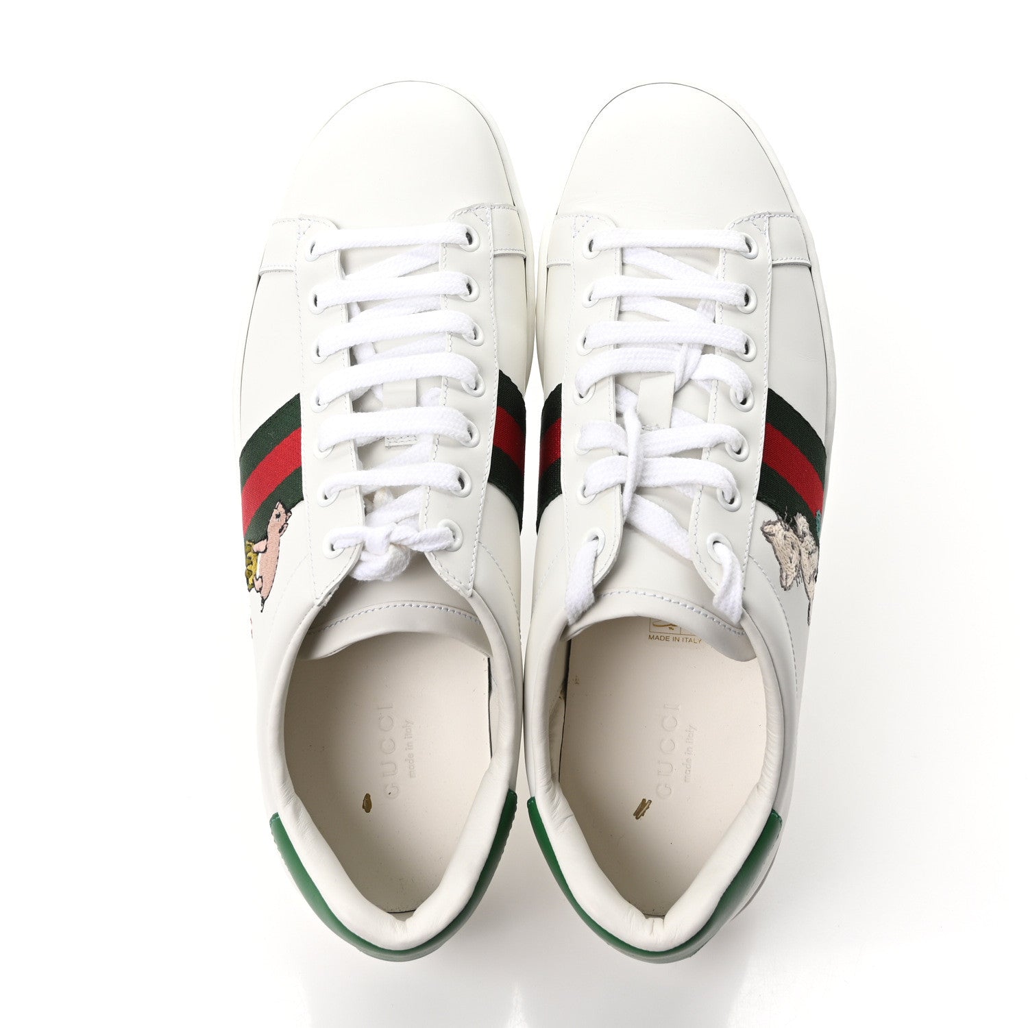 Gucci Calfskin Web Embroidered Womens Ace Sneakers 40 White