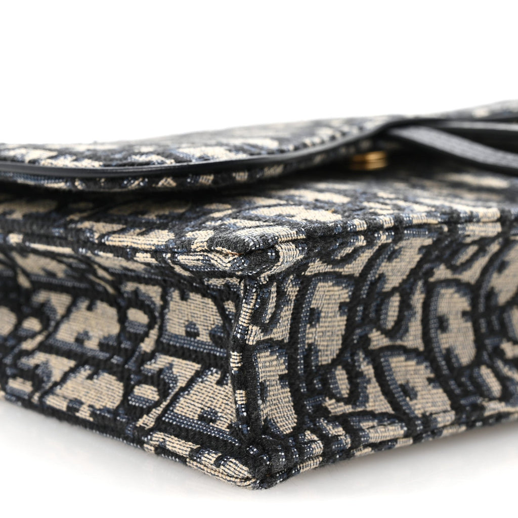 Christian Dior Oblique Saddle Chain Pouch Blue