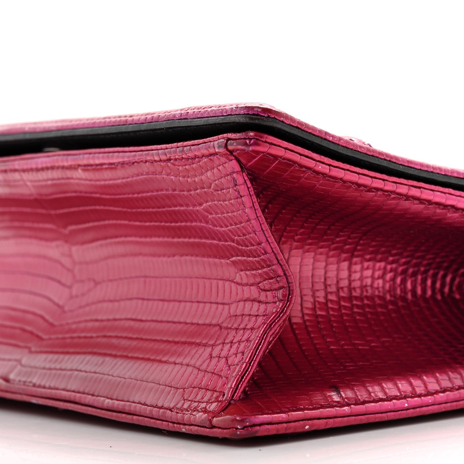 Christian Dior Metallic Lizard Small Diorama Flap Bag Fuchsia