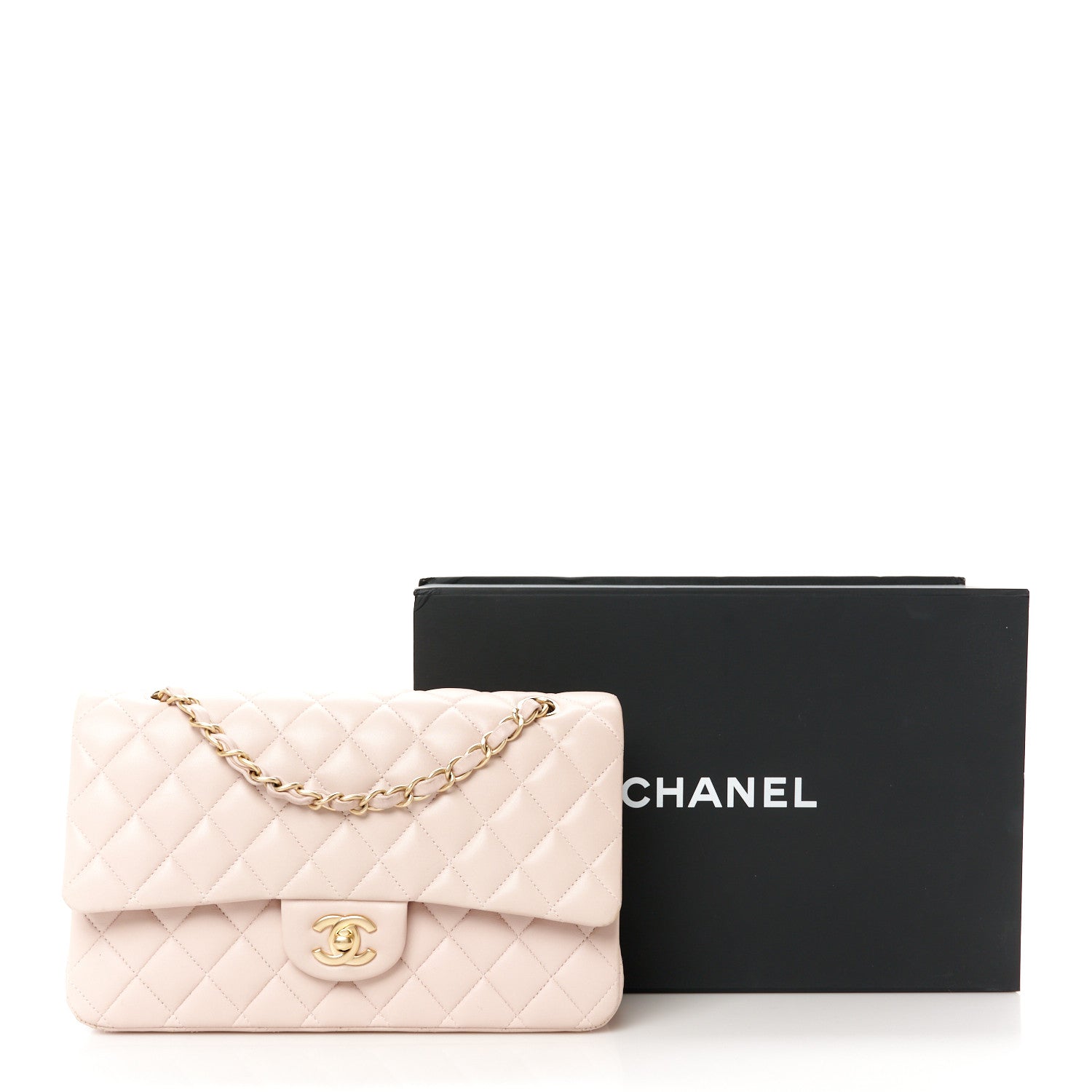 Chanel Lambskin Quilted Medium Double Flap Light Pink
