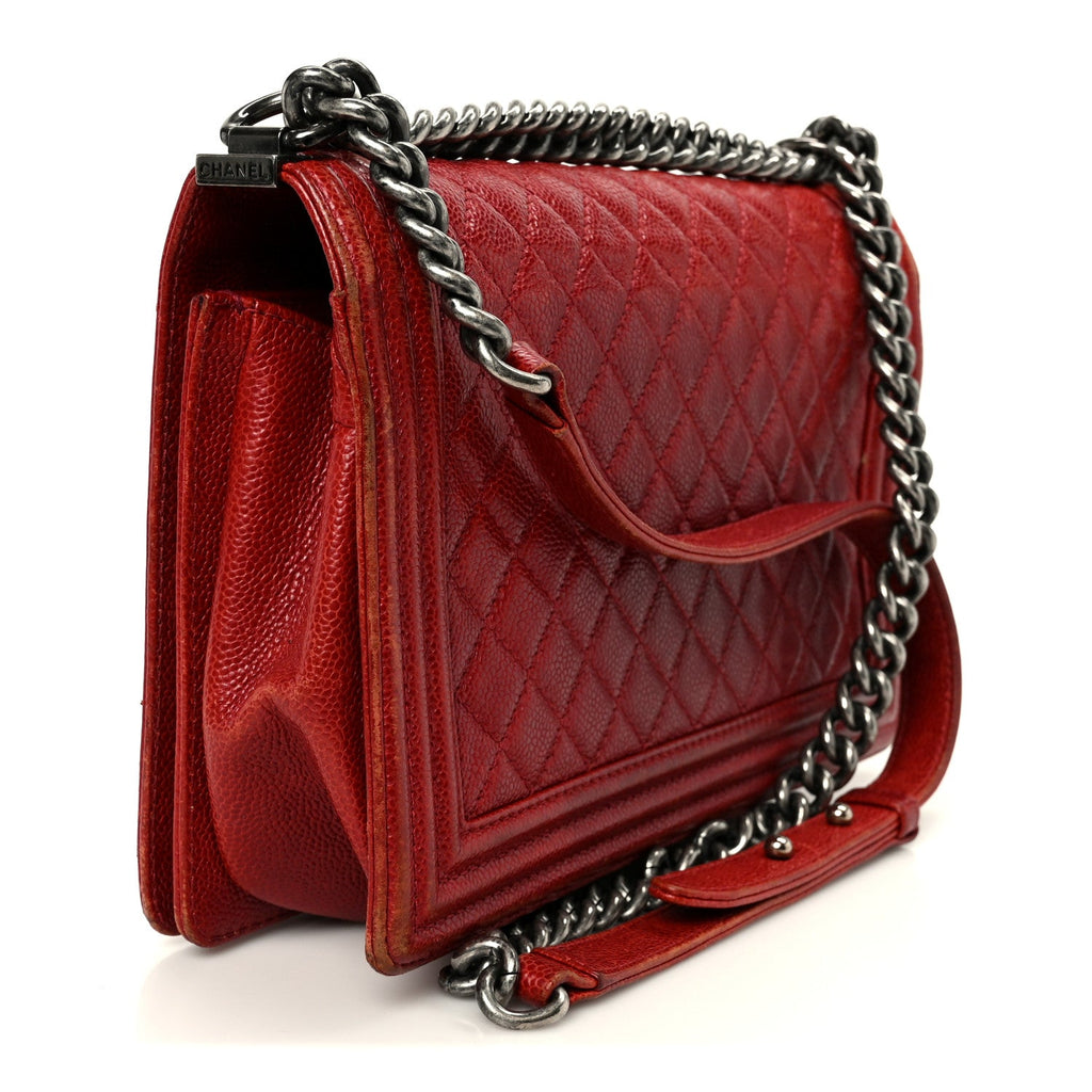 Chanel Caviar Quilted New Medium Boy Flap Dark Red
