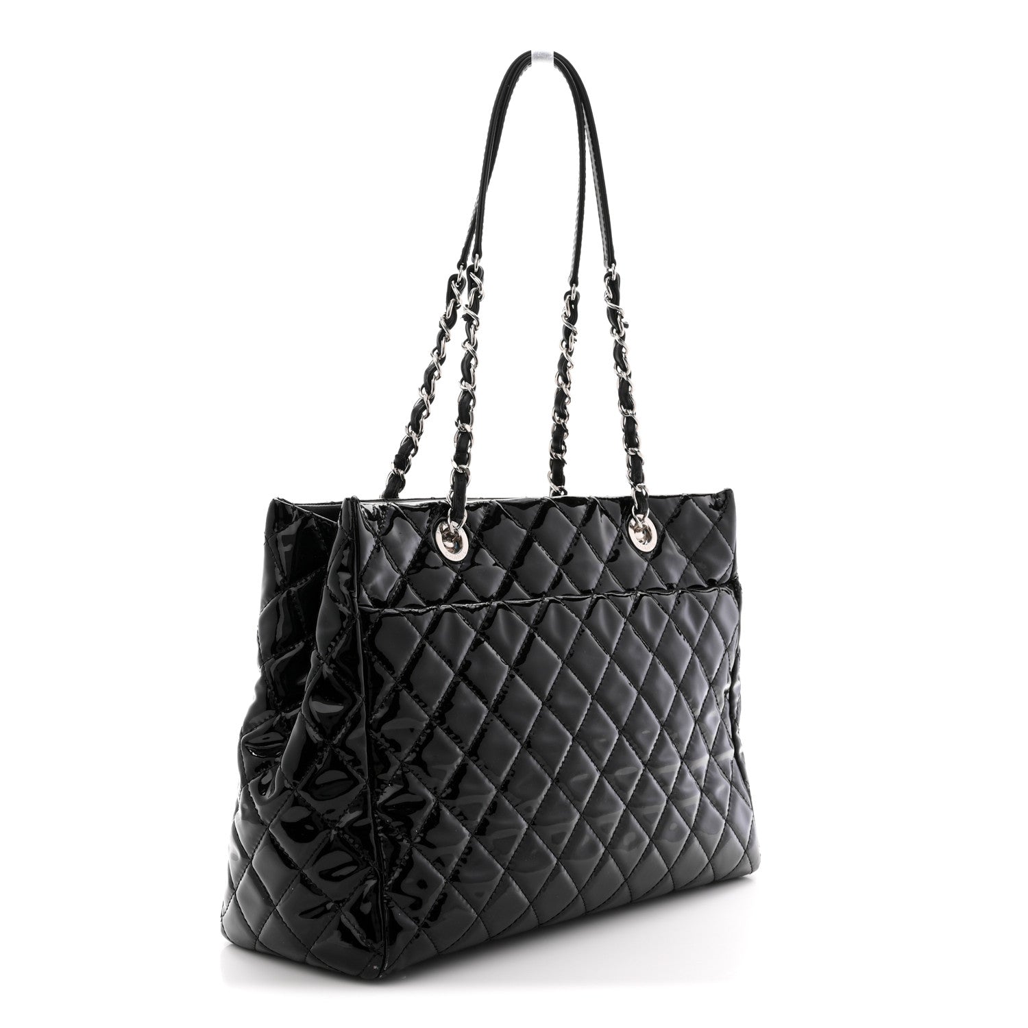 Chanel Patent Quilted Large Coco Shine Shopping Tote Black