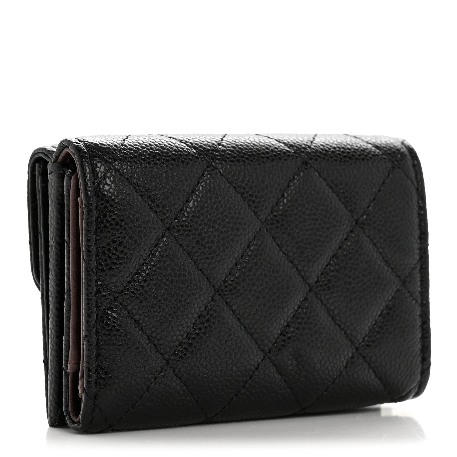Caviar Quilted Double Flap Wallet Black