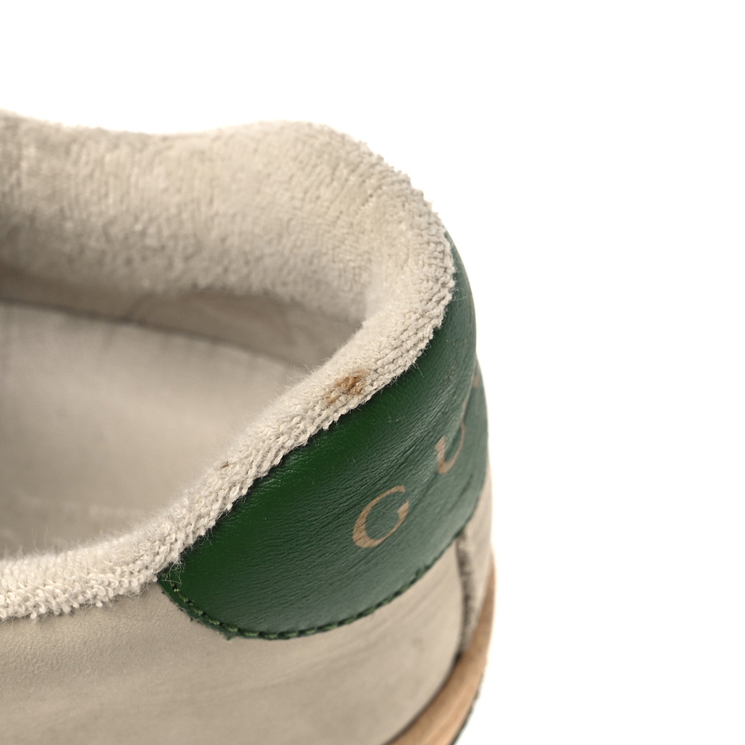 Gucci GG Monogram Nubuck Web Womens Screener Sneakers 40 New Sand Dusty Milk Vintage Green
