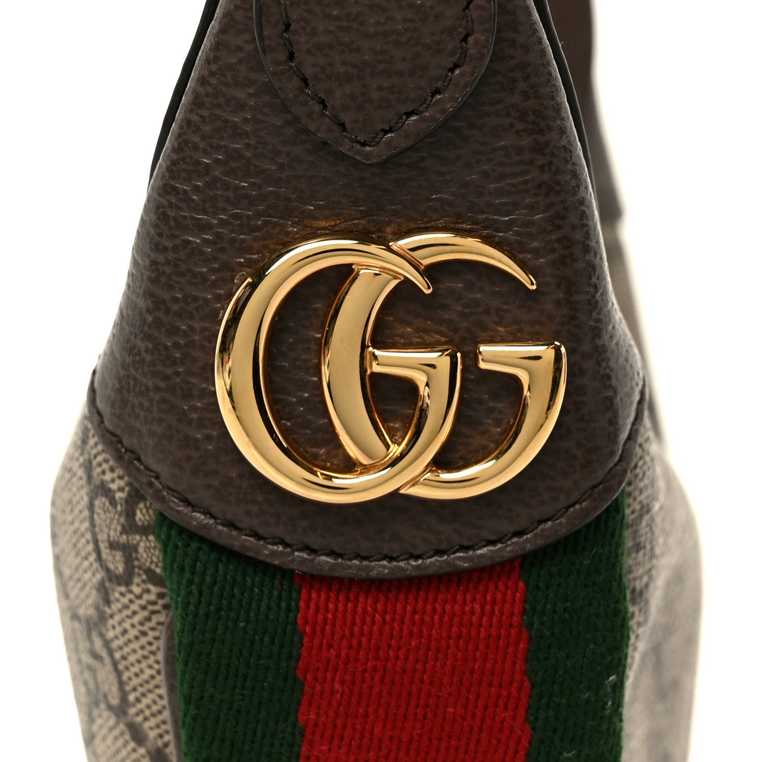 Gucci GG Supreme Monogram Textured Calfskin Web Mini Ophidia Half Moon Hobo Beige Ebony New Acero