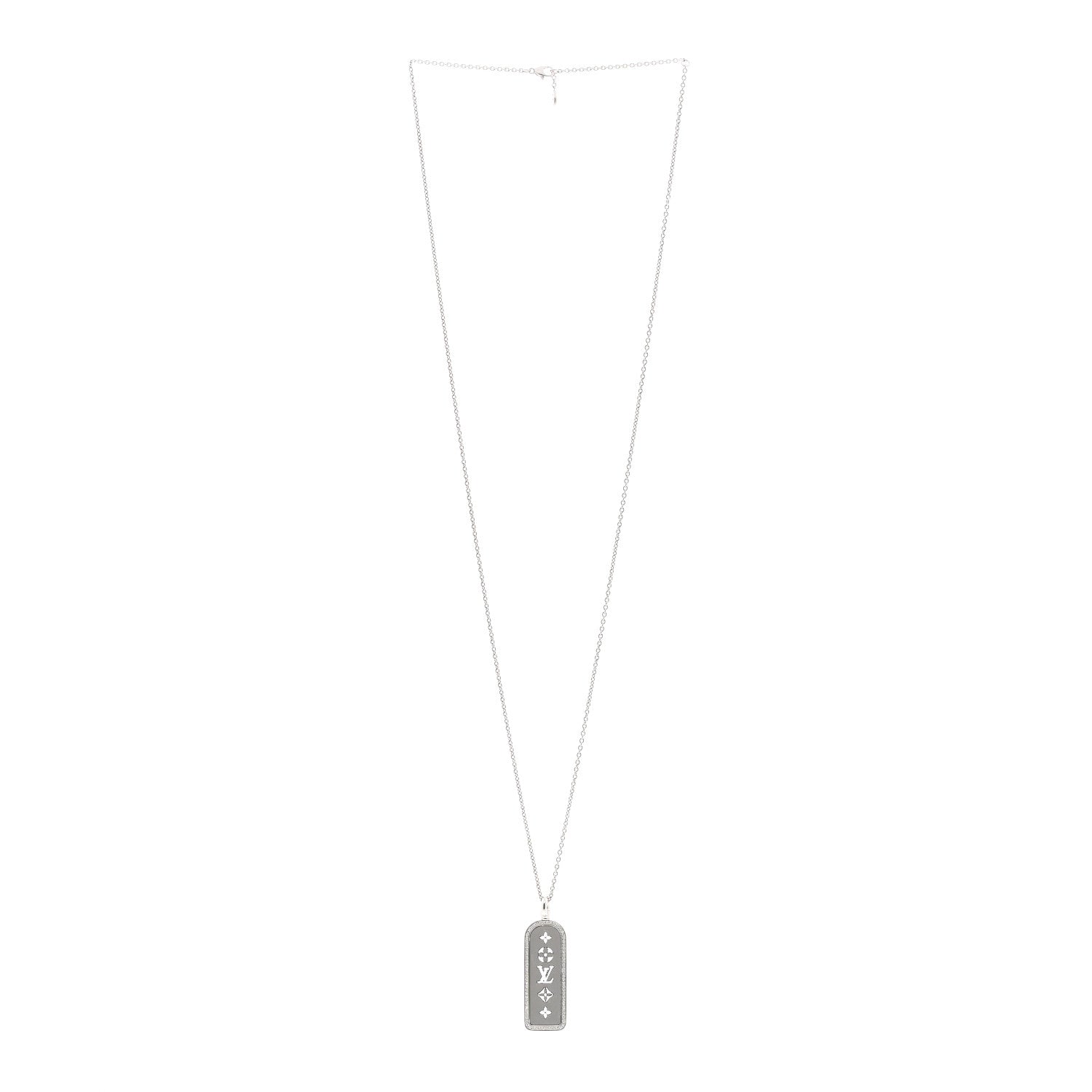 Louis Vuitton 18K White Gold Diamond Large Les Gastons Tag Pendant Necklace