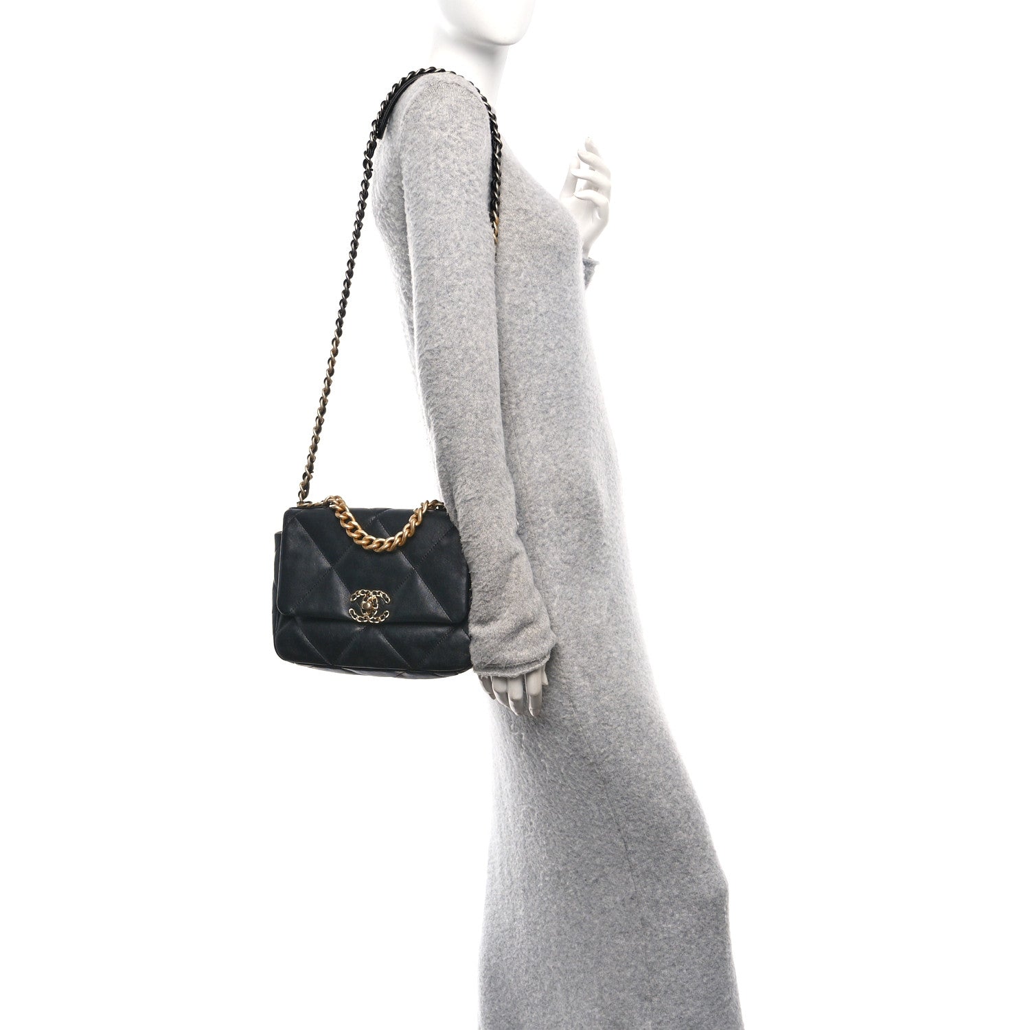 Chanel Lambskin Quilted Medium Chanel 19 Flap Black