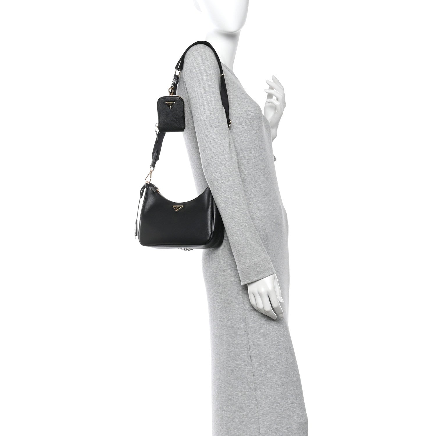 Prada Saffiano Lux Re-Edition 2005 Shoulder Bag Black