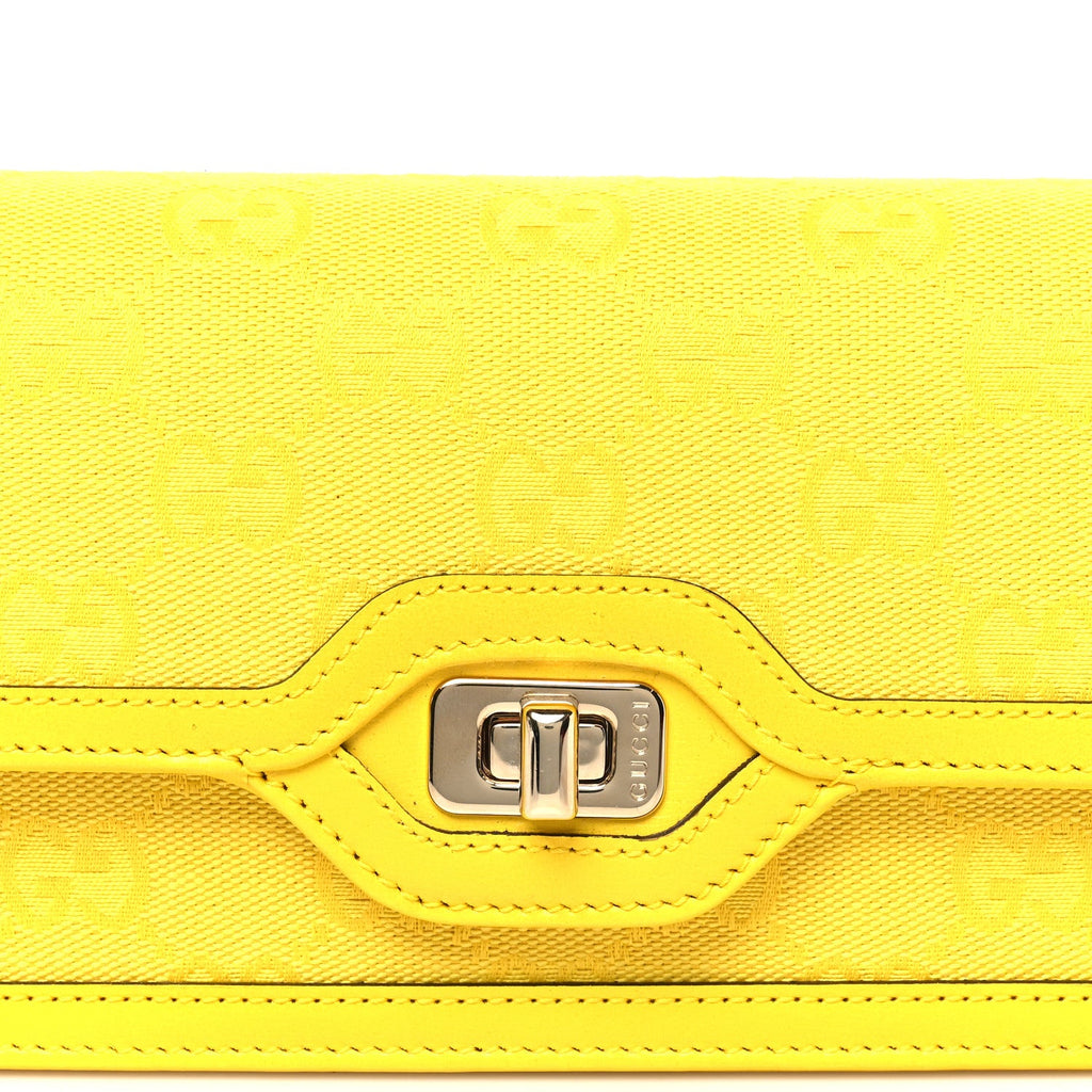 Gucci GG Monogram Scratch Lux Calfskin Mini Luce Shoulder Bag Yellow