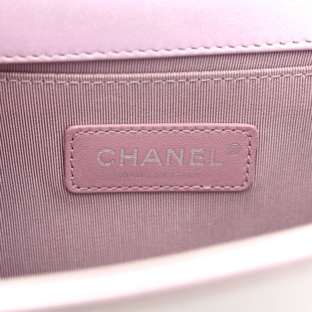 Chanel Iridescent Lambskin Chevron Quilted Medium Boy Flap Purple