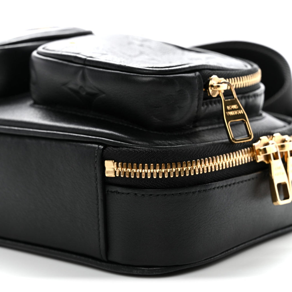 Louis Vuitton Calfskin Monogram Embossed Utility Crossbody Black