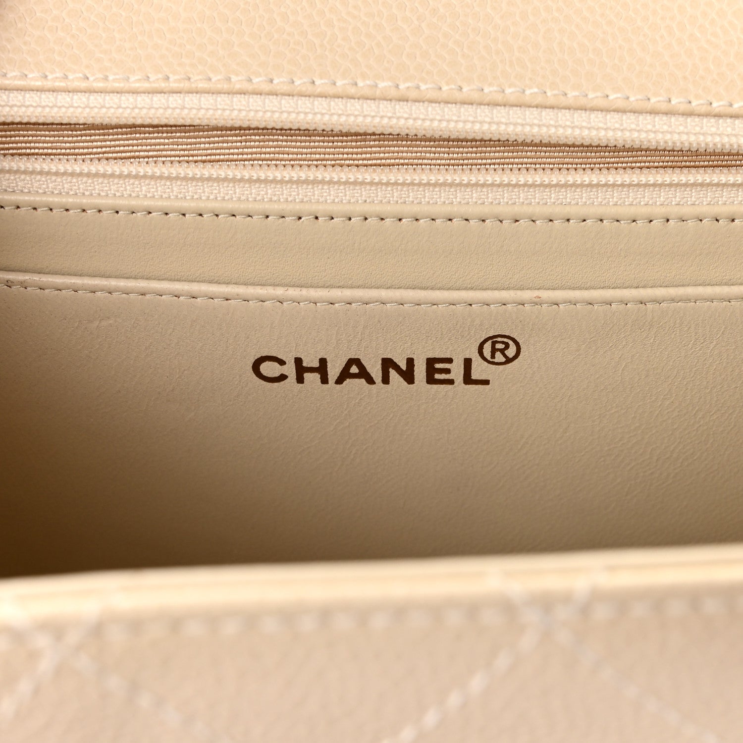 Chanel Caviar Stitch Medium Single Flap Beige Clair