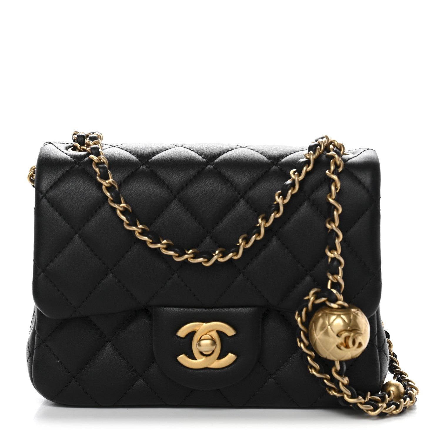 Chanel Lambskin Quilted Mini Pearl Crush Flap Black