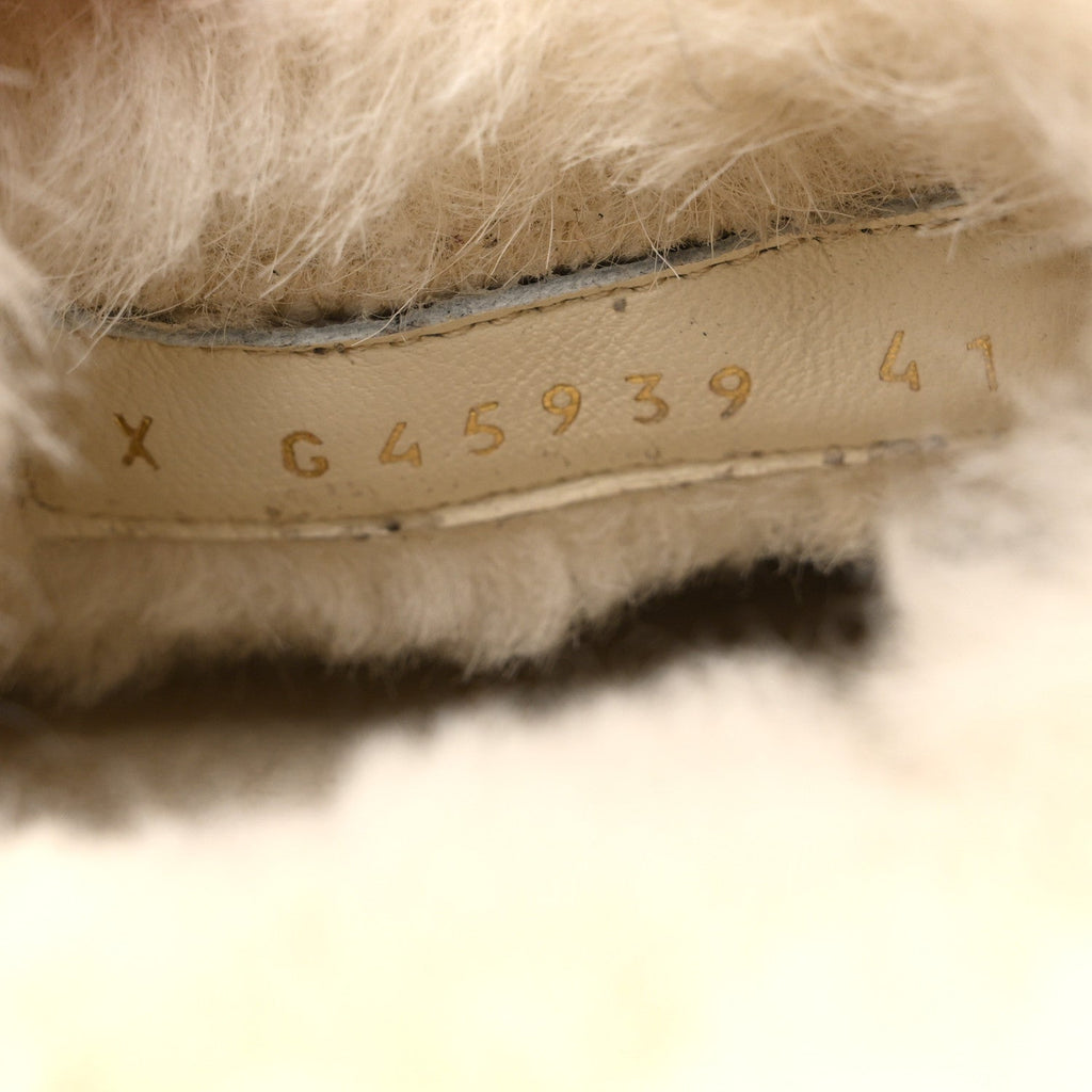 Chanel Suede Shearling CC Cap Toe Mules 41 Beige Black