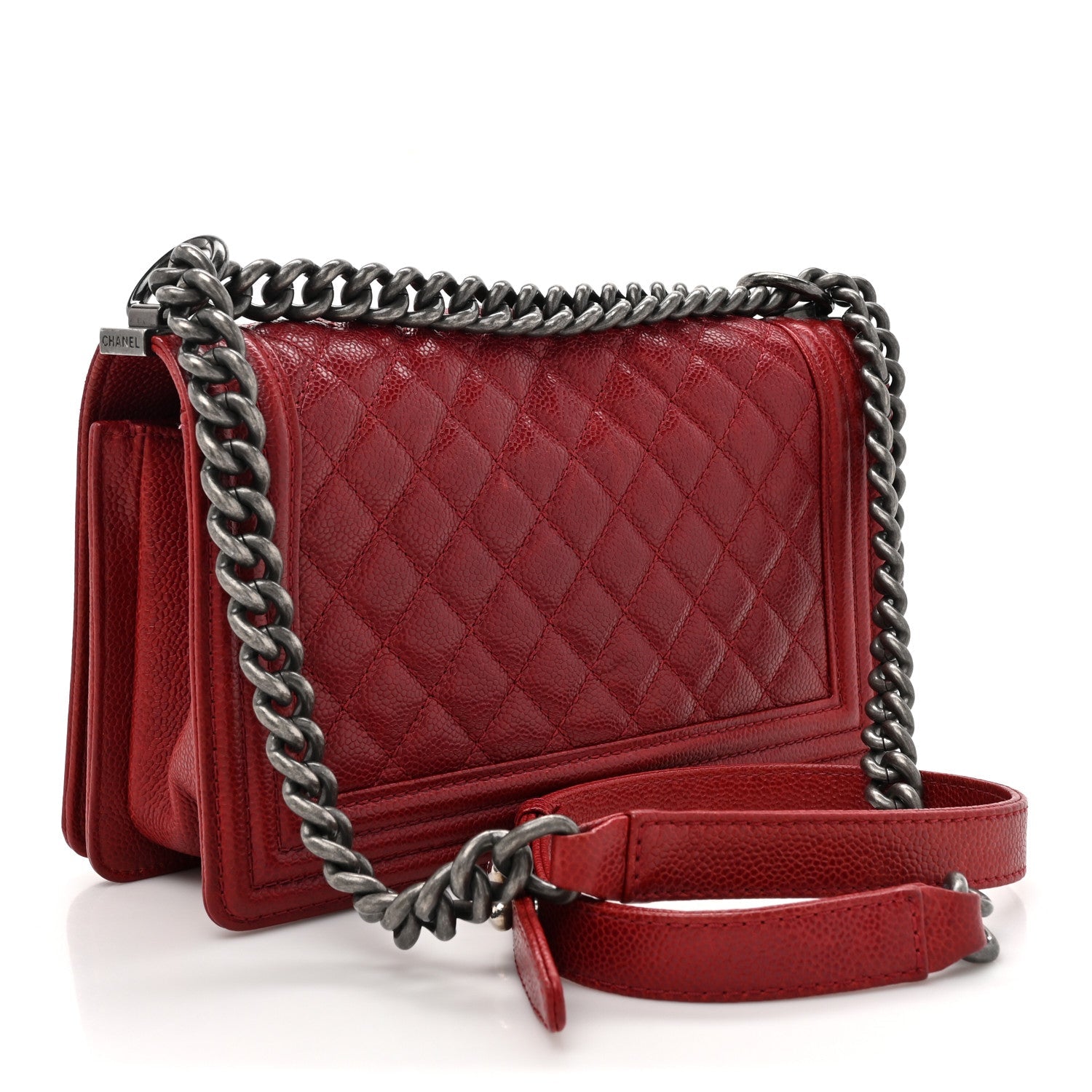 Chanel Caviar Quilted Medium Boy Flap Red