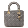 Christian Dior Lambskin Cannage Small Lucky Badges My Lady Dior Grey
