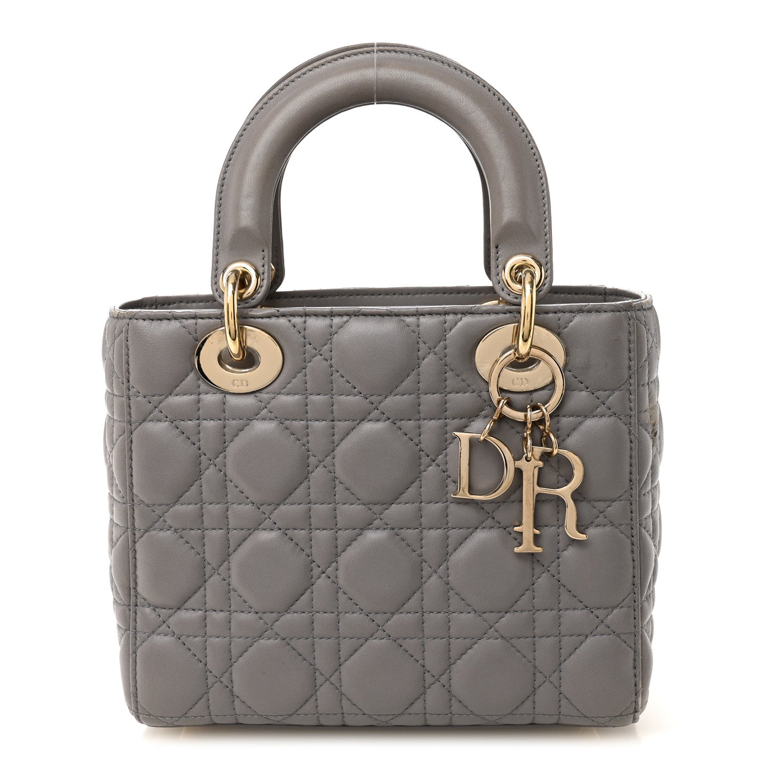 Christian Dior Lambskin Cannage Small Lucky Badges My Lady Dior Grey